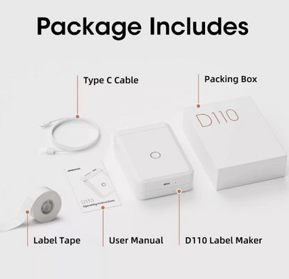 NimBot D110 Portable Bluetooth Wireless Thermal Label Printer White New/ Sealed