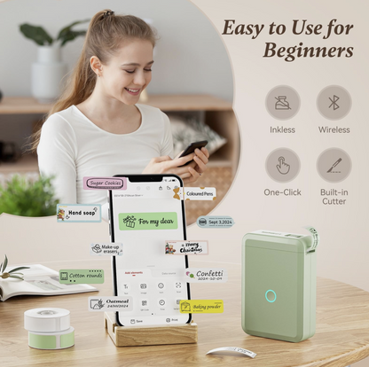 NimBot D110 Portable Bluetooth Wireless Thermal Label Printer Green New/ Sealed