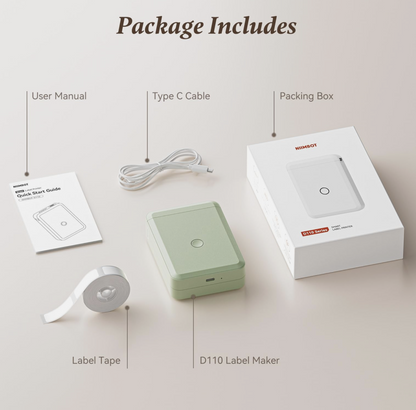 NimBot D110 Portable Bluetooth Wireless Thermal Label Printer Green New/ Sealed