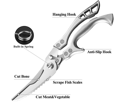 2 each Poultry Shears Heavy Duty Kitchen Shears Cut Bone Chicken Fish Meat