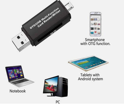 2 Each Micro USB OTG/USB 2.0 Card Reader Adapter SD/Micro SD Memory Card Reader
