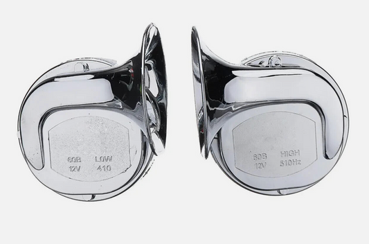 Chrome 12V Snail Dual Tone Horns High Low Universal Fit Car Truck Van Cycle 60B