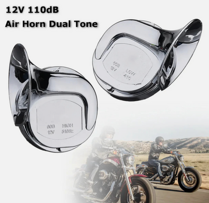 Chrome 12V Snail Dual Tone Horns High Low Universal Fit Car Truck Van Cycle 60B
