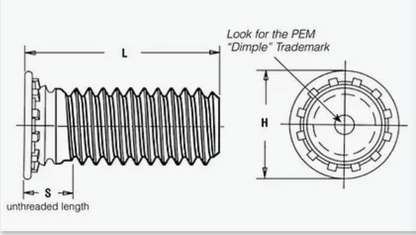 PEM FHS-M5-25 Stud Flush Screw Inserts Stainless Steel M5 Thread lot of 50 each