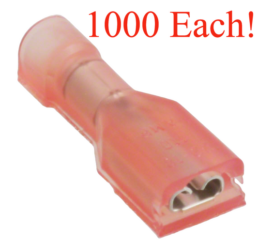 T.E. 2-520084-2 Faston Quick Connect Crimp Connectors 110 .125" 1000 Pcs 22-18GA