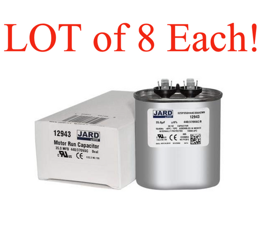 JARD 12943 35.0MFD  370/440VAC Oval Motor Run Capacitor LOT of 8 Each