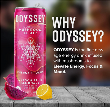 12 Odyssey Mushroom Elixir Dragon Fruit Lemonade Sparkling Mushroom Elixir 12 OZ