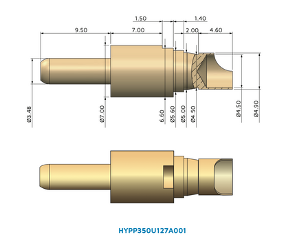 Smiths YPN035-024H Hyper Series HYPP350U127A001 Male Solder Connector Gold 10 Ea
