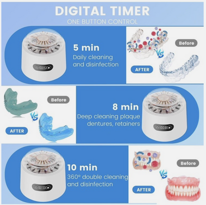 Ultrasonic Cleaner UC01 UV Sterilizing Dentures Dental Retainers Jewelry 2 Each!