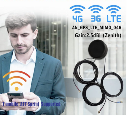 Combo Cellular MIMO 4G 3 Leads GPS & 4G LTE 2X2 MIMO 698~2690 MHz Combo Antenna