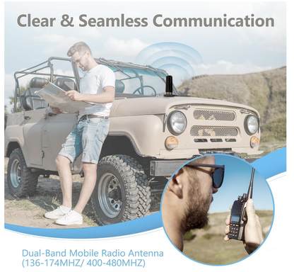 Vehicle Ham Radio Antenna Dual Band VHF/UHF 144/430MHz Magnet Base PL259 16FT