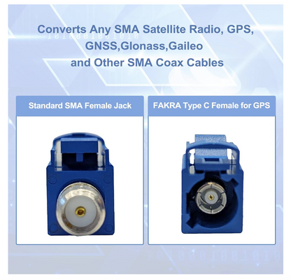 Fakra C Female to SMA Female GPS Antenna Signal Adapter 50 Ohm 10 Each!