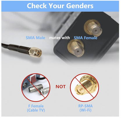 LMR200 Equivalent 2M (6.56 feet) SMA Male to SMA Female Coax Cable 50 Ohm