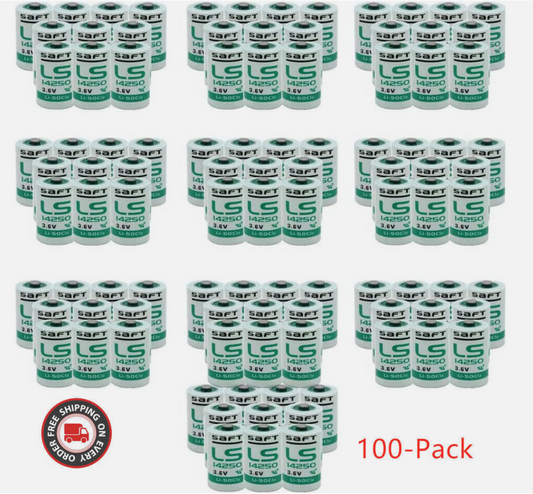 SAFT LS14250 3.6V Lithium Thionyl Chloride Batteries C 1/2AA 100 Each New