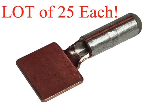 Square Flat Tab Crimp Copper Terminals Lugs 25 Each 15mm X 19mm Tab No Hole