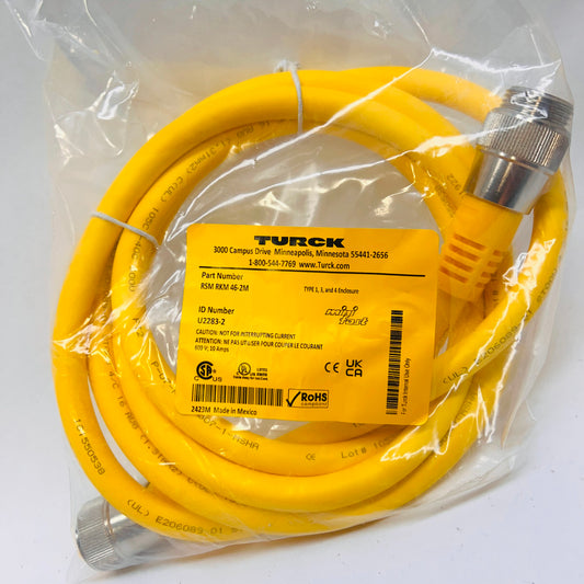 TURCK Cable Assembly U2283-2 RSM RKM 46-2M 4x16 AWG; 2 Meters 4 Pin Male Female