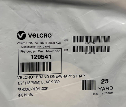 VELCRO® Brand 129541 One-Wrap® Hook Loop Strap 1/2"X75' 25 Yard Black S-13671BL