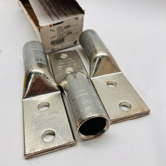 Lot of 3 NEW Burndy YA442N, HYLUG Cu Compression, 2-Hole, 1/2" Stud White