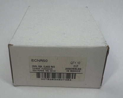 ECNR50 10 pcs 250 Volts 50 Amp Bullet Fuses Bussmann Edison NIB New Free Ship