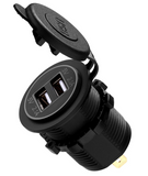 Dual USB Charger Socket Waterproof Power Outlet 12V/24V 2.1A & 2.1A for Car Boat