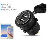 Dual USB Charger Socket Waterproof Power Outlet 12V/24V 2.1A & 2.1A for Car Boat