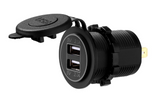 Dual USB Charger Socket Waterproof Power Outlet 12V/24V 2.1A & 2.1A for Car Boat